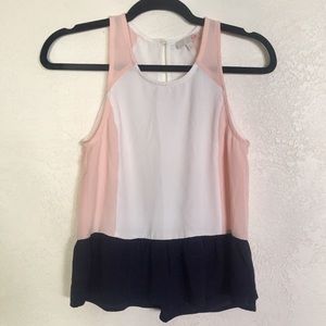 🌿Sheer color block peplum top